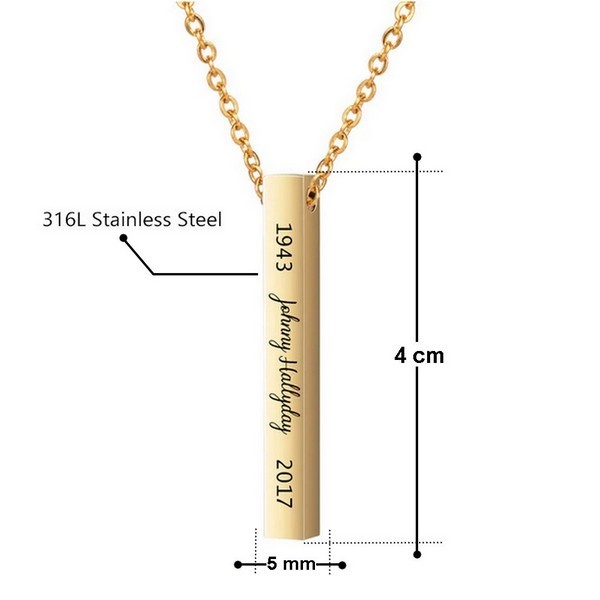 Collier pendentif Johnny Hallyday - Couleur doré Papybiker66