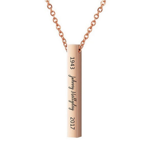 Collier pendentif Johnny Hallyday - Couleur or rose
