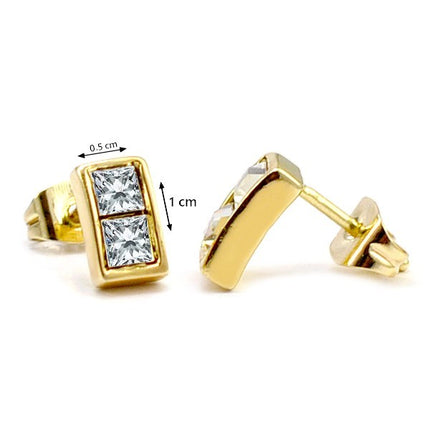 Boucles d'oreilles pour femme - Petit rectangle Boucles d'oreilles plaqué or Bijouxmode