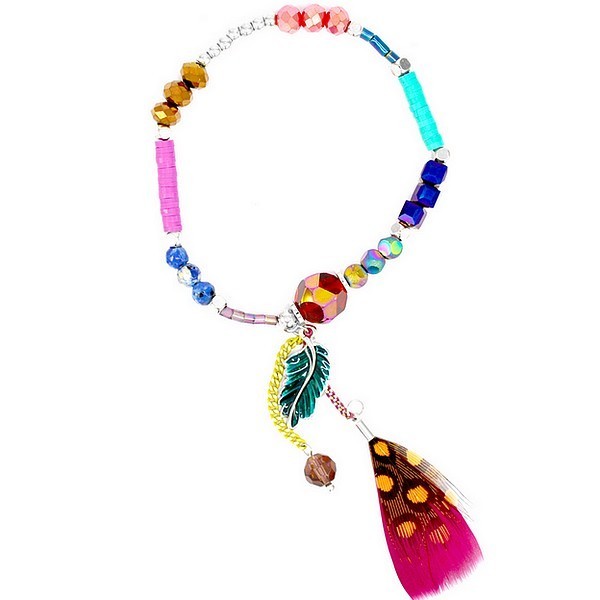 Bracelet pour femme - Perles & Plumes - Multicolor