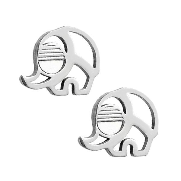 Boucles d'oreilles pour fille - Acier argenté - Eléphant 