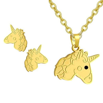 Parure pour fille - Acier doré - Licorne Bijouxmode