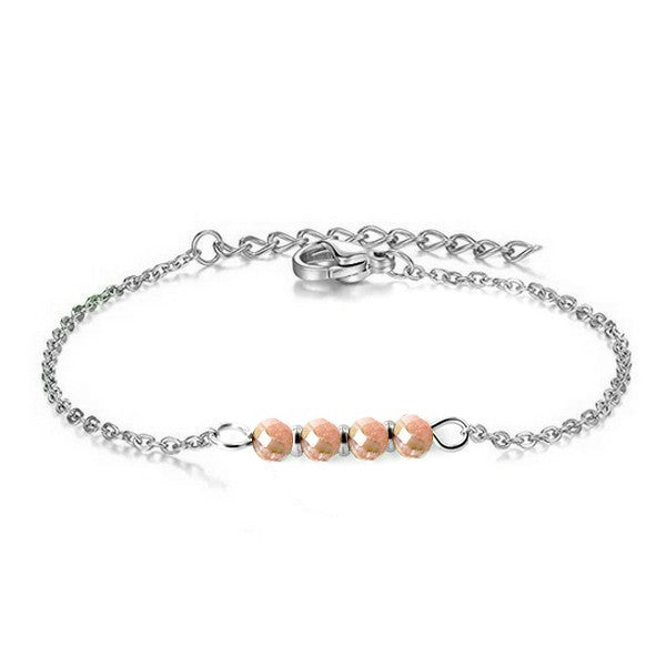 Bracelet pour femme - Argenté - Lignée de pierres minérales gemme marron Bracelet pierres naturelles Bijouxmode