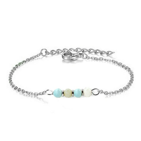 Bracelet pour femme - Argenté - Lignée de pierres minérales gemme double teinte Bracelet pierres naturelles Bijouxmode