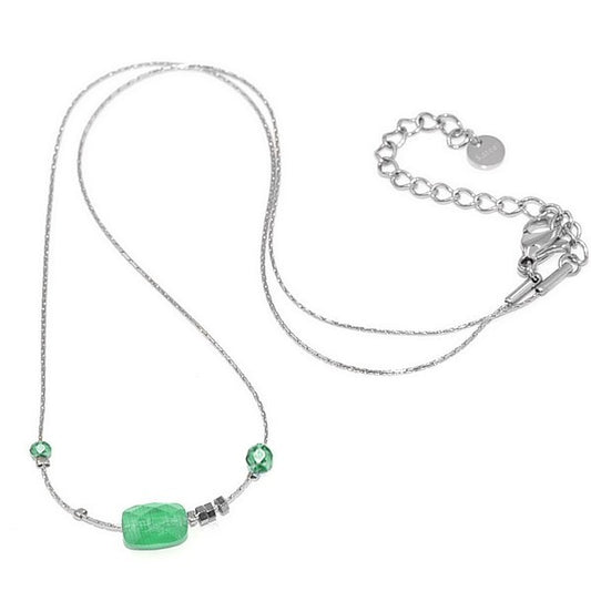 Collier pour femme - Acier argenté - Perle verte