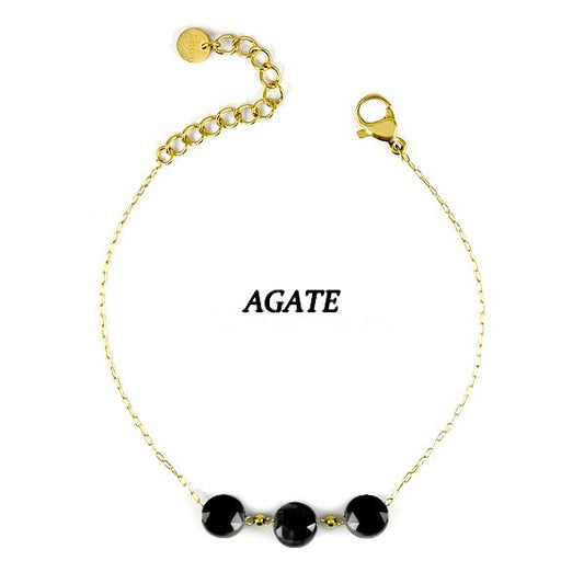 Bracelet pour femme acier & pierre - Agate - Trio de pierres