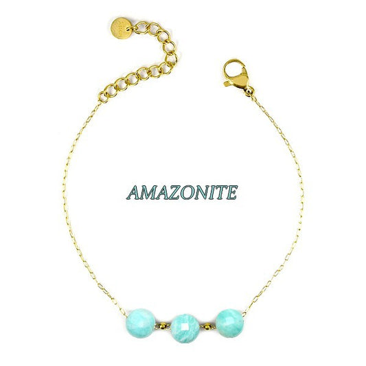 Bracelet pour femme acier & pierre - Amazonite - Trio de pierres