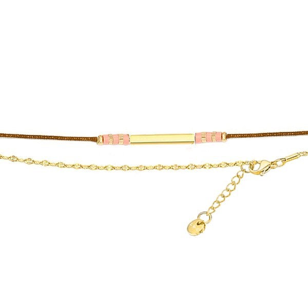 Bracelet pour femme - Marron - Tube doré