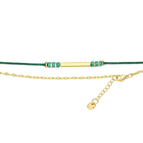 Bracelet pour femme - Vert - Tube doré