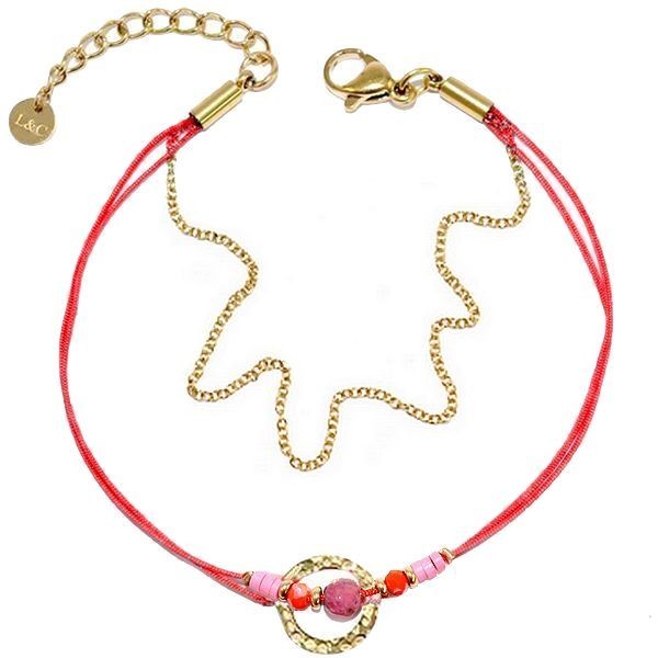 Bracelet pour femme - Pierres minérale - Rouge & doré Bijouxmode