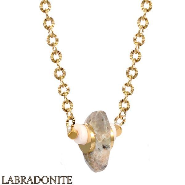 Collier pour femme - Pierre naturelle & acier - Labradonite