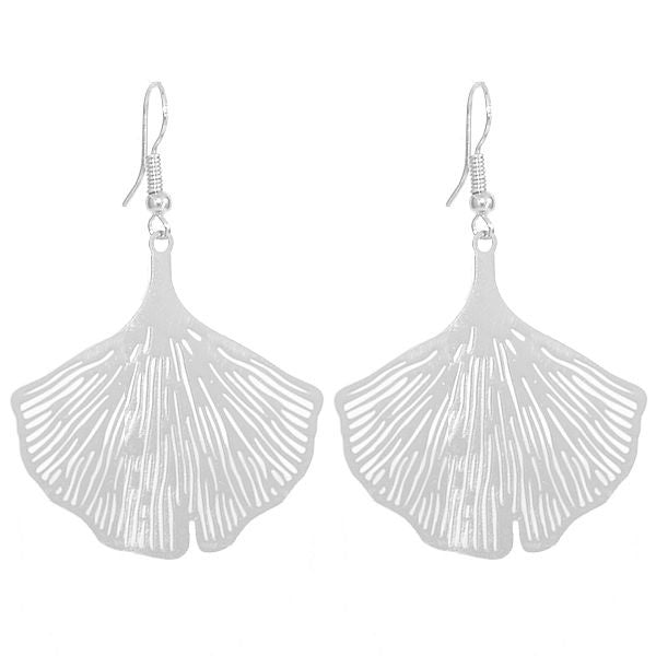 Boucles d'oreilles fantaisie pour femme - Couleur argenté - Feuille de lotus 