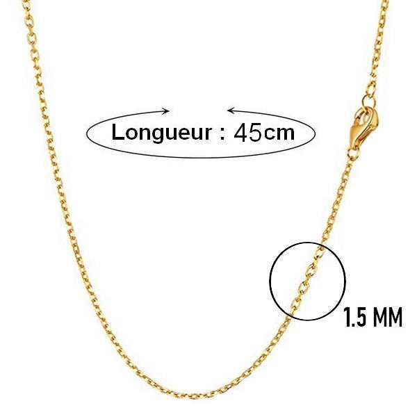 Chaines maille forçat 1.5 mm - 45 cm Chaines plaqué or Bijouxmode