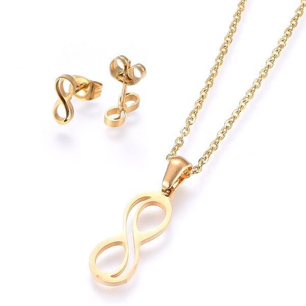 Coffret cadeau pour femme - Ensemble collier & Boucles d'oreilles infini doré