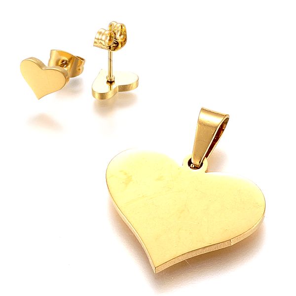 Coffret cadeau pour femme - Ensemble collier & Boucles d'oreilles coeur doré