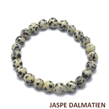 Bracelet pour homme ou femme - pierre naturelle 6 mm - Jaspe Dalmatien Bracelet pierres naturelles Bijouxmode