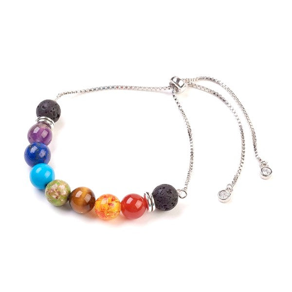 Bracelet pour homme ou femme coulissant - pierre naturelle - 7 Chakras Bracelet pierres naturelles Bijouxmode