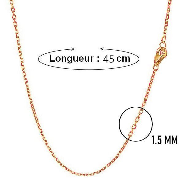 Chaine acier 316 maille forçat - Couleur or rose 45 cm - 1.5 mm