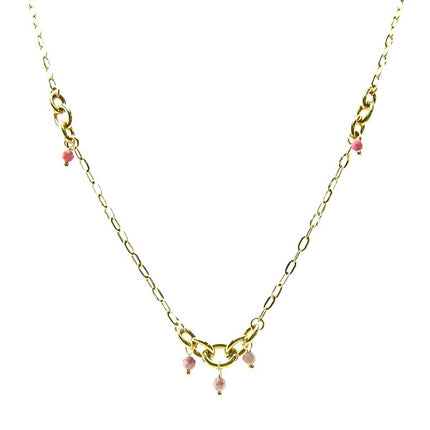 Collier pour femme - chaîne acier - pierre naturelle - Rhodonite Colliers pierres naturelles Bijouxmode