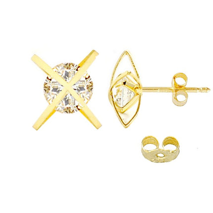 Boucles d'oreilles pour femme - diamant CZ - 15*15 mm Boucles d'oreilles plaqué or Bijouxmode