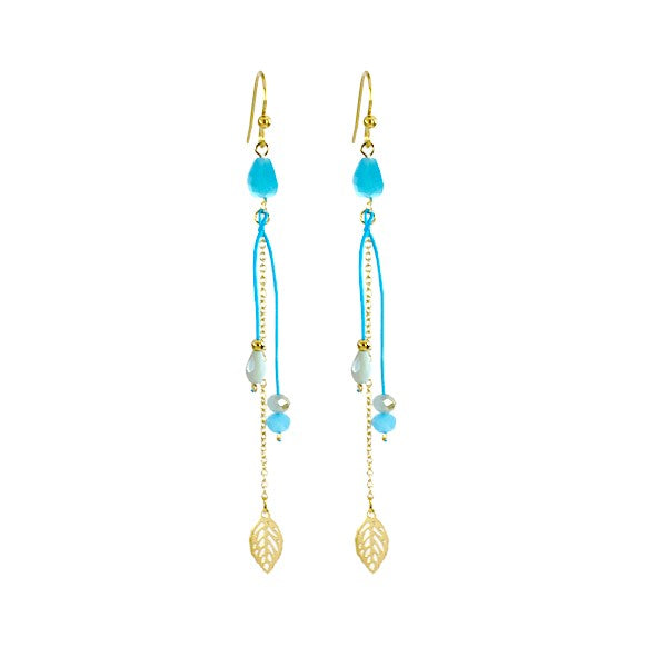 Boucles d'oreilles pour femme pendante acier et gemme 