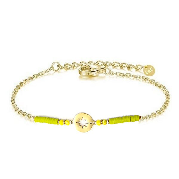 Bracelet pour femme - Acier cristal étoile 10 mm vert