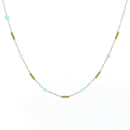 Collier pour femme pierre naturelle acier breloques Amazonite Colliers pierres naturelles Bijouxmode