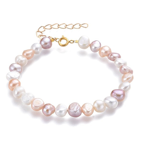 Bracelet fantaisie perle naturelle d'eau douce 6mm