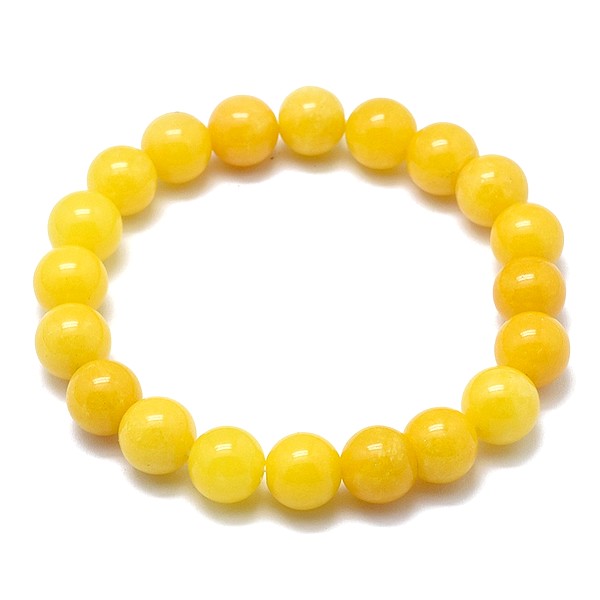 Bracelet fantaisie pierre naturelle Jade jaune 6mm