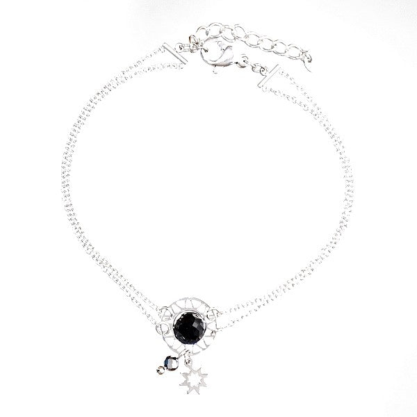 Bracelet pour femme double chaîne acier breloques étoiles pierre naturelle Agate