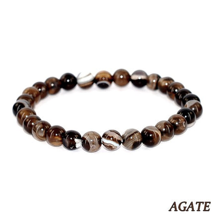 Bracelet pour Homme ou Femme - Pierre naturelle 8 mm - Agate rayée Bracelet pierres naturelles Bijouxmode