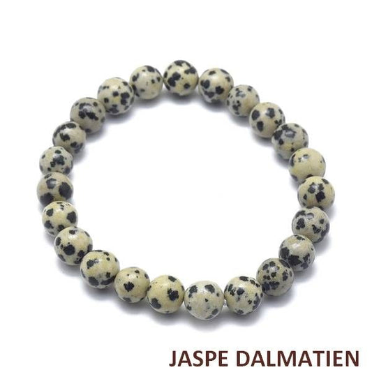 Bracelet pour Homme ou Femme - Pierre naturelle 8 mm - Jaspe dalmatien