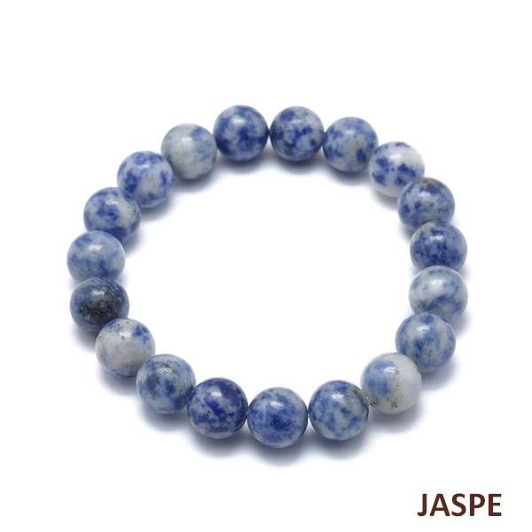 Bracelet pour Homme ou Femme - Pierre naturelle 8 mm - Jaspe tache bleu