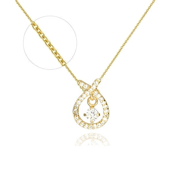 Collier pour femme noeud diamant CZ Colliers plaqué or Bijouxmode