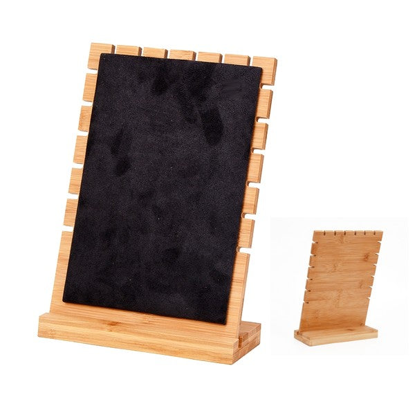 Présentoir bois bambou rectangle noir pour colliers 