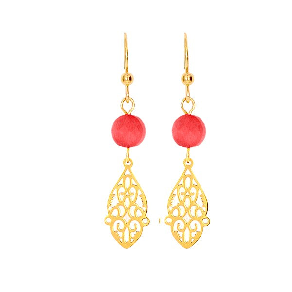 Boucles d'oreilles pour femme pierre naturelle style Oriental gemme rouge