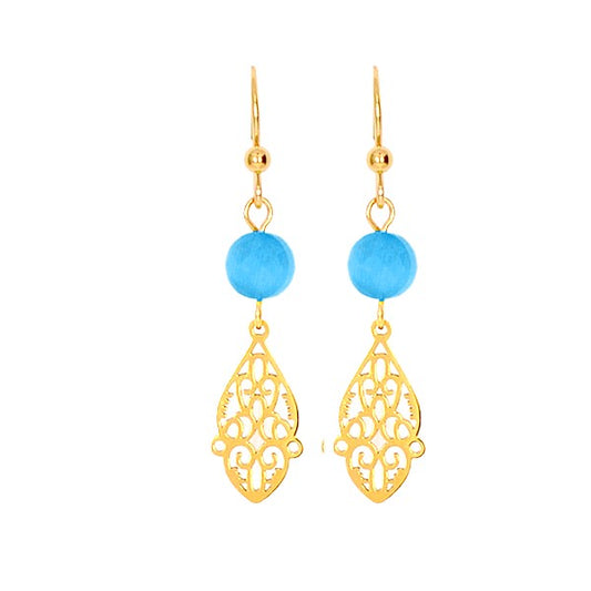 Boucles d'oreilles pour femme pierre naturelle style Oriental gemme turquoise