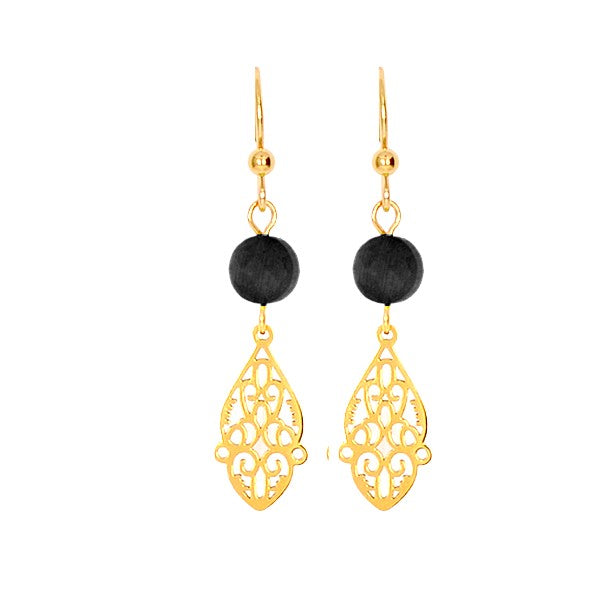 Boucles d'oreilles pour femme pierre naturelle style Oriental gemme noir