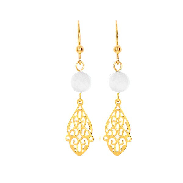 Boucles d'oreilles pour femme pierre naturelle style Oriental gemme blanc