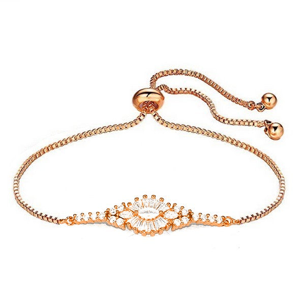 Bracelet souple femme couleur or rose pierres serties Bracelets plaqué or Bijouxmode