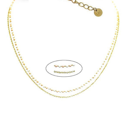 Collier femme acier 316 et perles de verre saumon et or Colliers pierres naturelles Bijouxmode