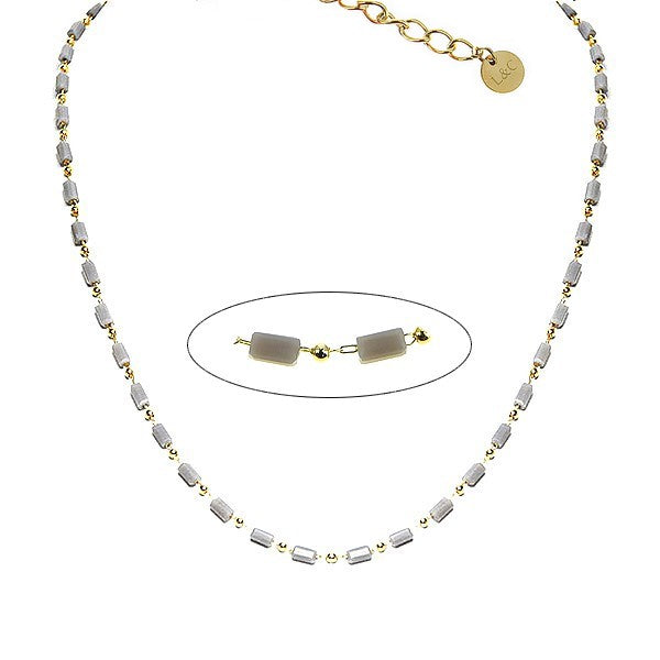 Collier femme acier 316 et perles de cristal grise