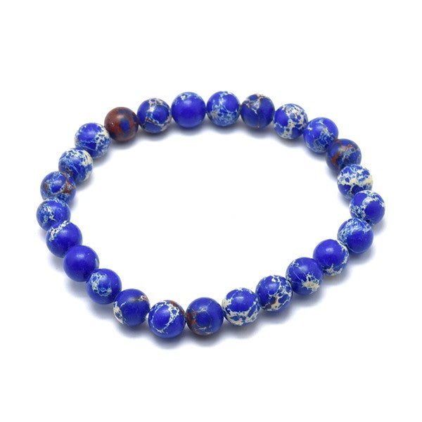 Bracelet pour homme ou femme - pierre naturelle 6 mm - Régalite bleu