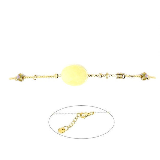 Bracelet pour femme acier 316 pierre naturelle Pierre moutarde