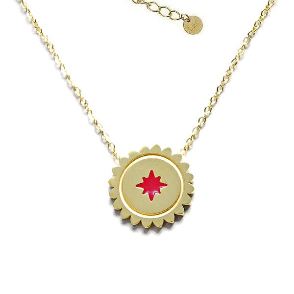 Collier femme acier 316 rosace or étoile rouge Bijouxmode