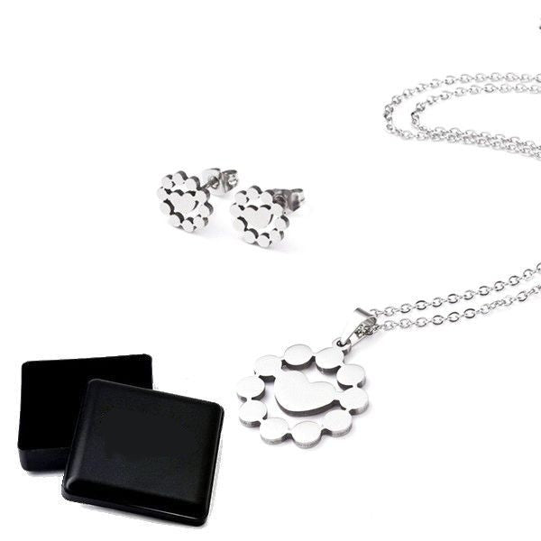 Coffret cadeau pour femme - Ensemble collier & Boucles d'oreilles Coeur boule