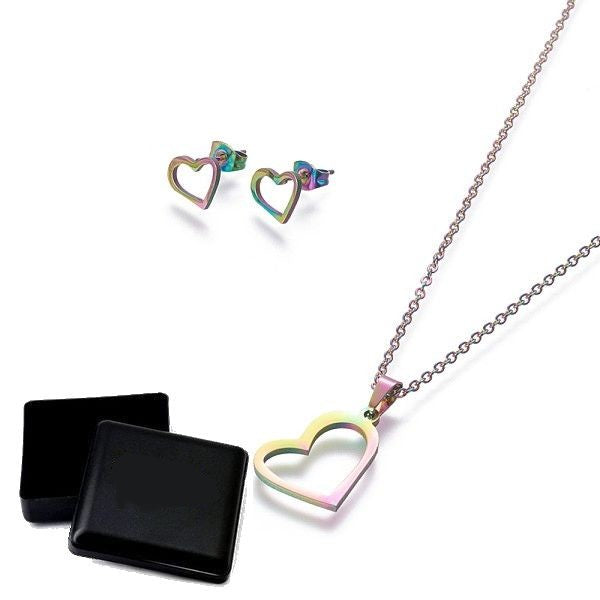 Coffret cadeau pour femme - Ensemble collier & Boucles d'oreilles les reflets coeur