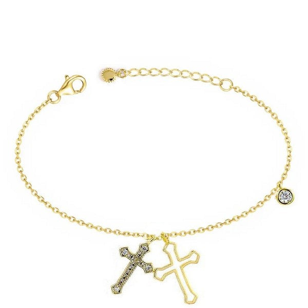 Bracelet pour femme - couleur or - duo de croix