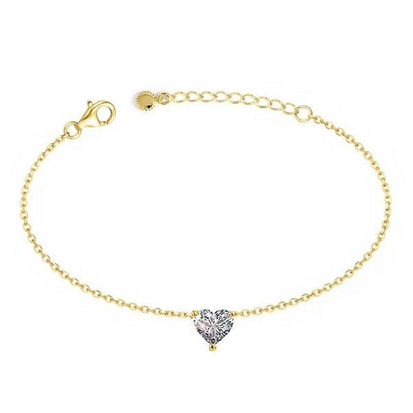 Bracelet pour femme de couleur or composé d'un coeur scintillant en diamant CZ