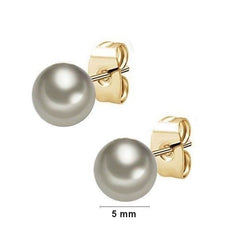 Boucles d'oreilles pour femme - Puces perles anthracite 5mm Boucles d'oreilles plaqué or Bijouxmode
